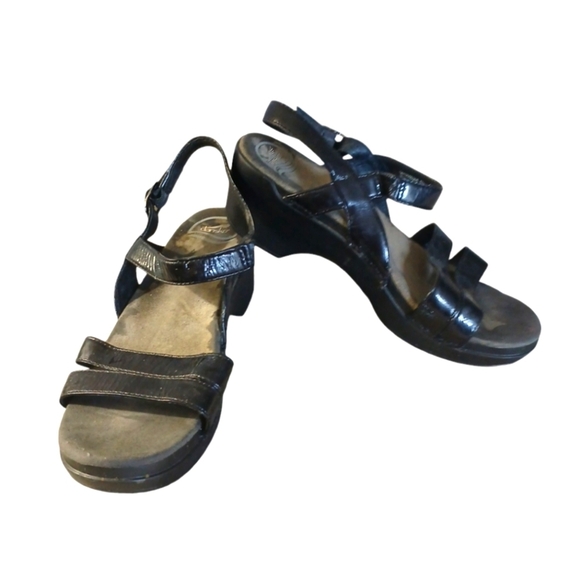 Dansko Surraya Leather Black Platform Ankle Strap Sandals Women's size 10 - Picture 11 of 11